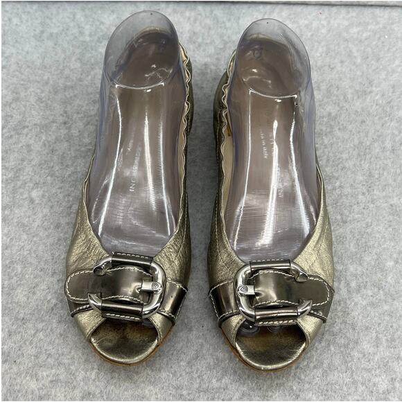 Attilio Giusti Leobruni Leather Peep Toe Kitten Heel - Silver -Women Size 9 (39) - Picture 3 of 13